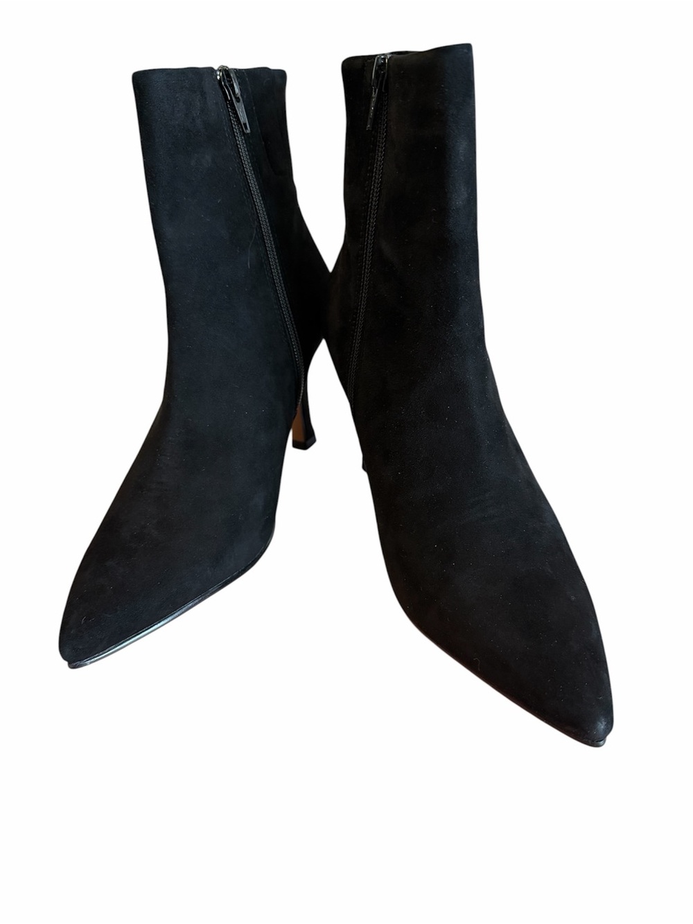 Women’s Black Suede Pointed-Toe Ankle Booties